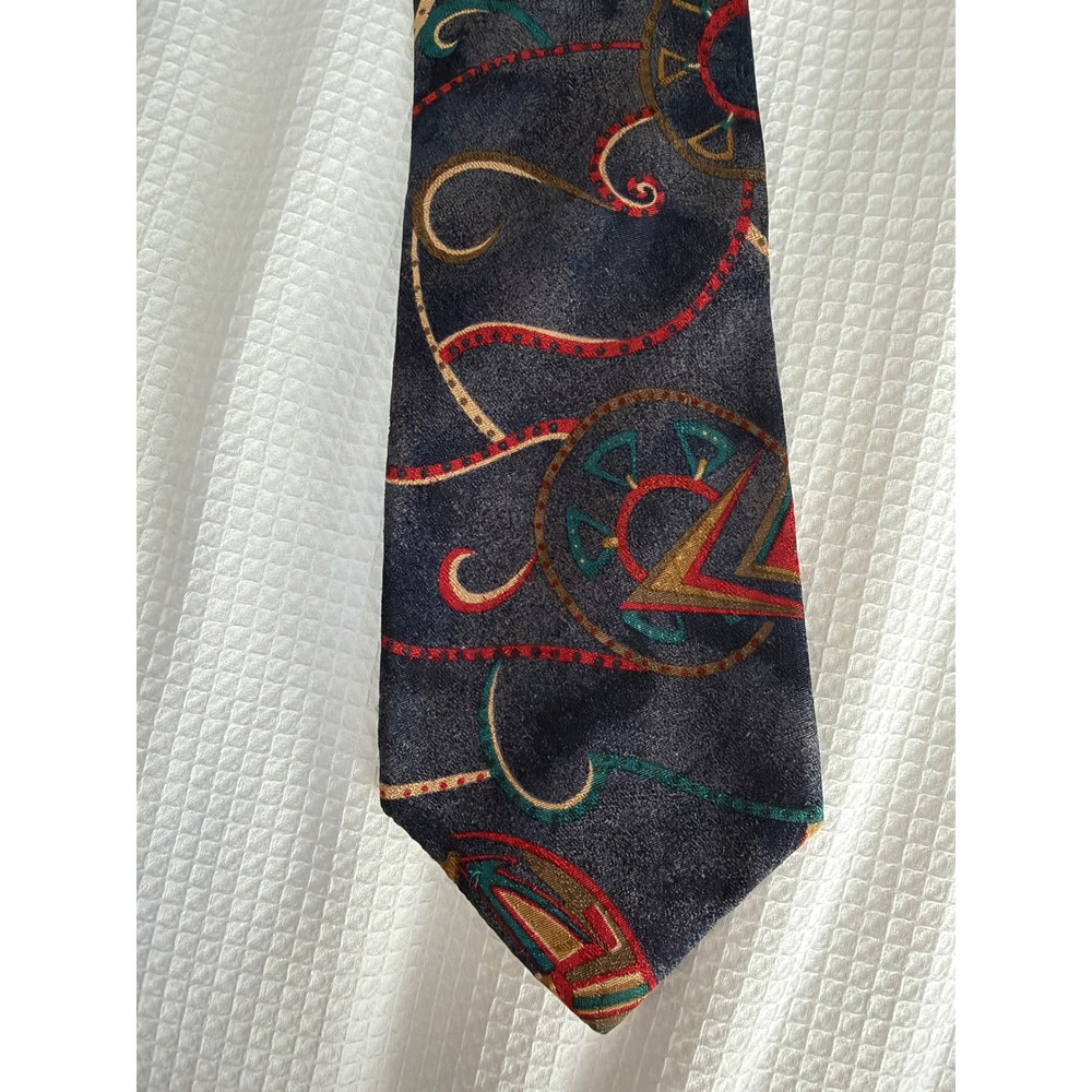 Kenneth Gordon New Orleans Mens Silk Tie Navy Blue Red Geometric Abstract USA